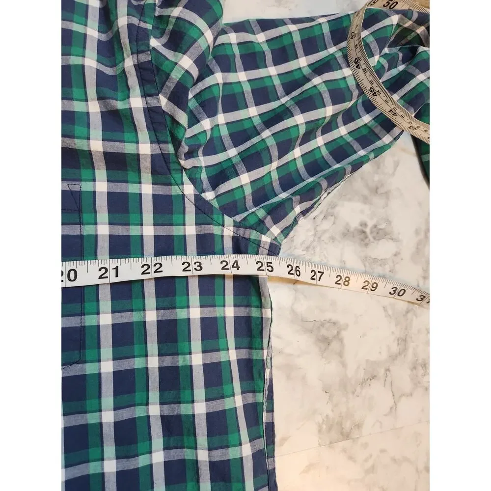 J.‎ Crew Men's Blue Green Plaid Flex Washed Slim Fit Button Down Shirt Size XXL